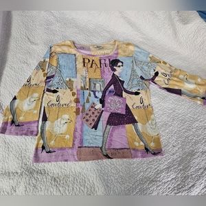 Shana K 3/4 sleeve Paris Poodle Top